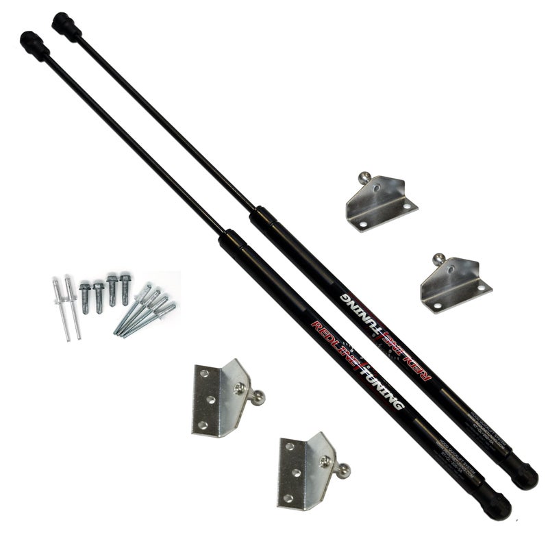 Redline Tuning 21-11014-01 Hood QuickLIFT System Compatible with Ford Mustang 1999-04 (Black Progressive-rate Struts & Silver Zinc-Plated Hardware) - Image 2